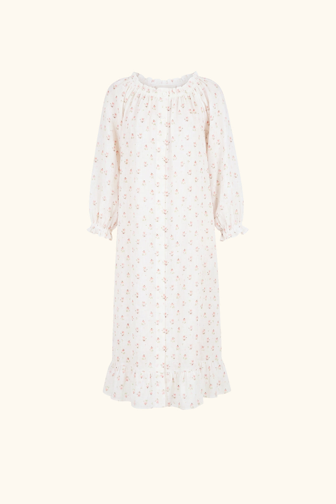 Loungewear Linen Dress with Hair Ribbon in Bouquets
