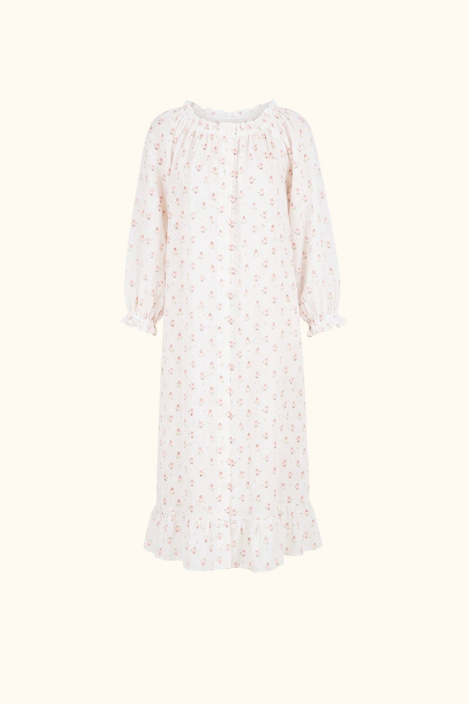 Loungewear Linen Dress with Hair Ribbon in Bouquets