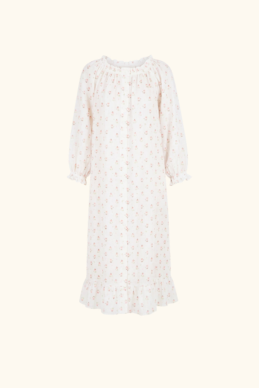 Loungewear Linen Dress with Hair Ribbon in Bouquets