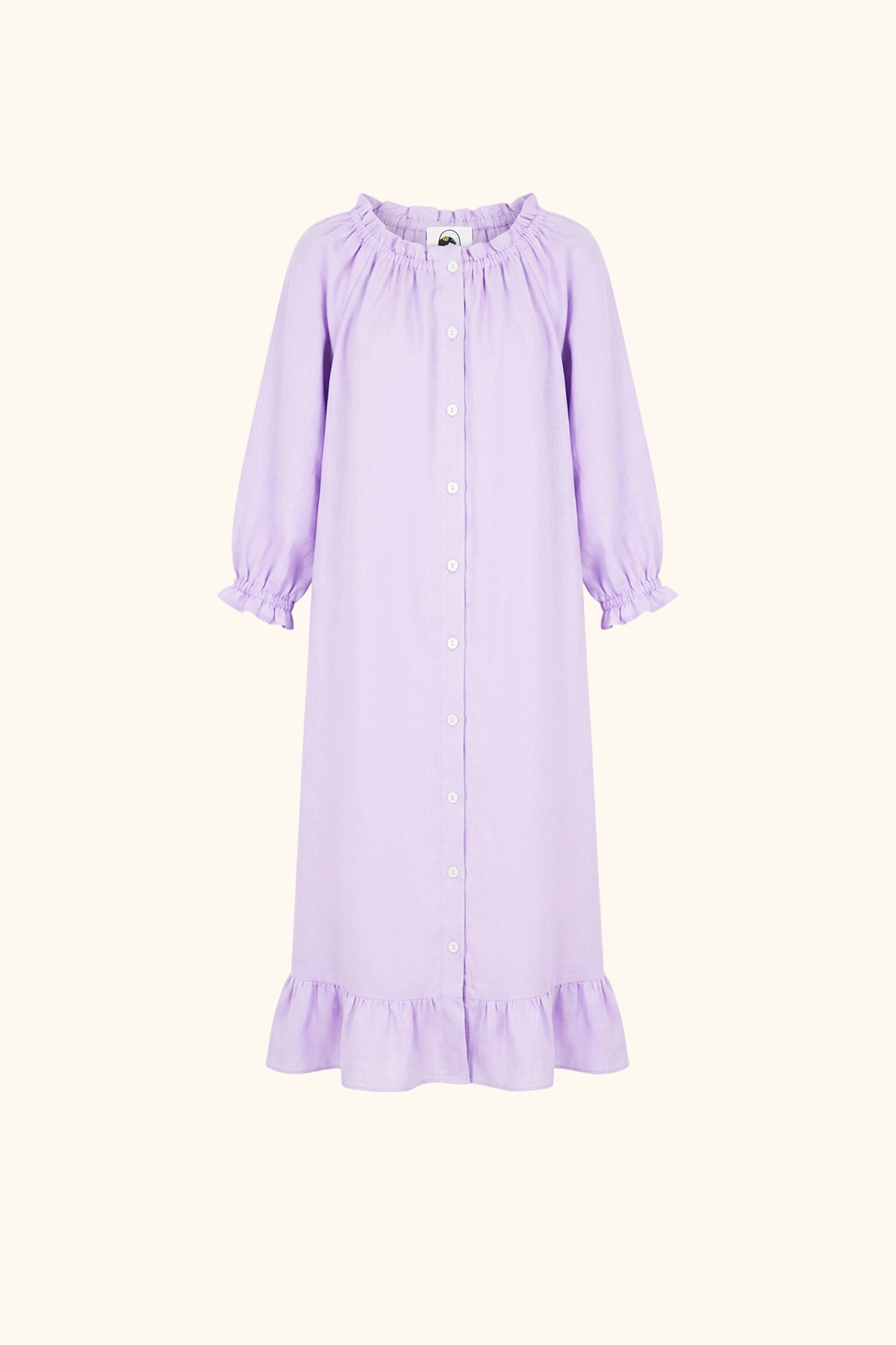 Loungewear Linen Dress with Hair Ribbon in Lavender