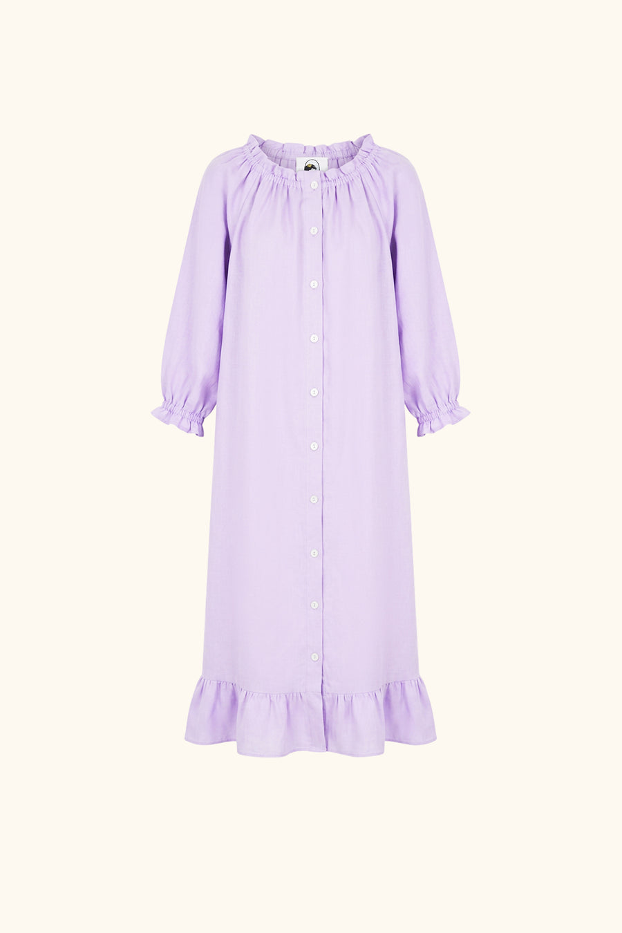 Loungewear Linen Dress with Hair Ribbon in Lavender