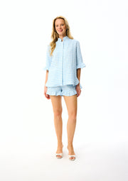 Linen Lounge Suit in Blue Vichy