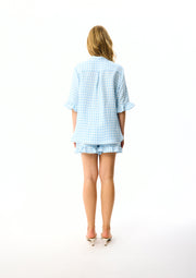Linen Lounge Suit in Blue Vichy