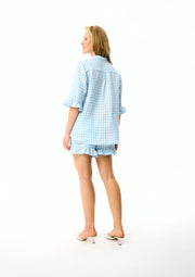 Linen Lounge Suit in Blue Vichy