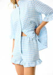 Linen Lounge Suit in Blue Vichy