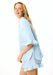 Linen Lounge Suit in Blue Vichy