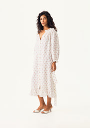 Loungewear Linen Dress with Hair Ribbon in Bouquets