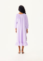 Loungewear Linen Dress with Hair Ribbon in Lavender