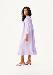 Loungewear Linen Dress with Hair Ribbon in Lavender