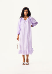 Loungewear Linen Dress with Hair Ribbon in Lavender