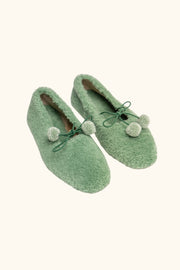 Lulu Shearling Slippers in Green