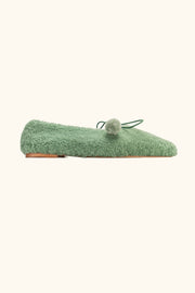 Lulu Shearling Slippers in Green