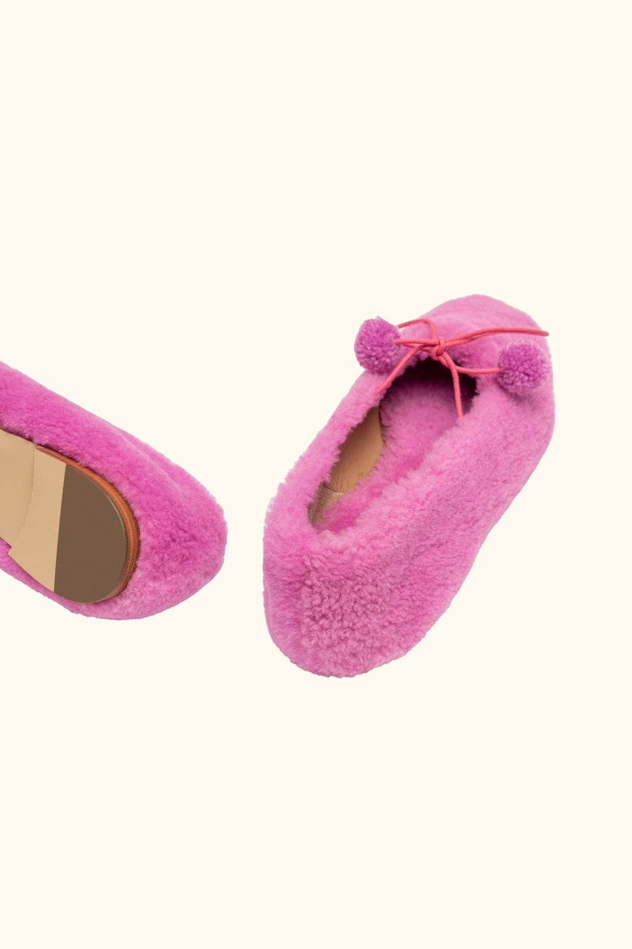 Lulu Shearling Slippers in Hot Pink