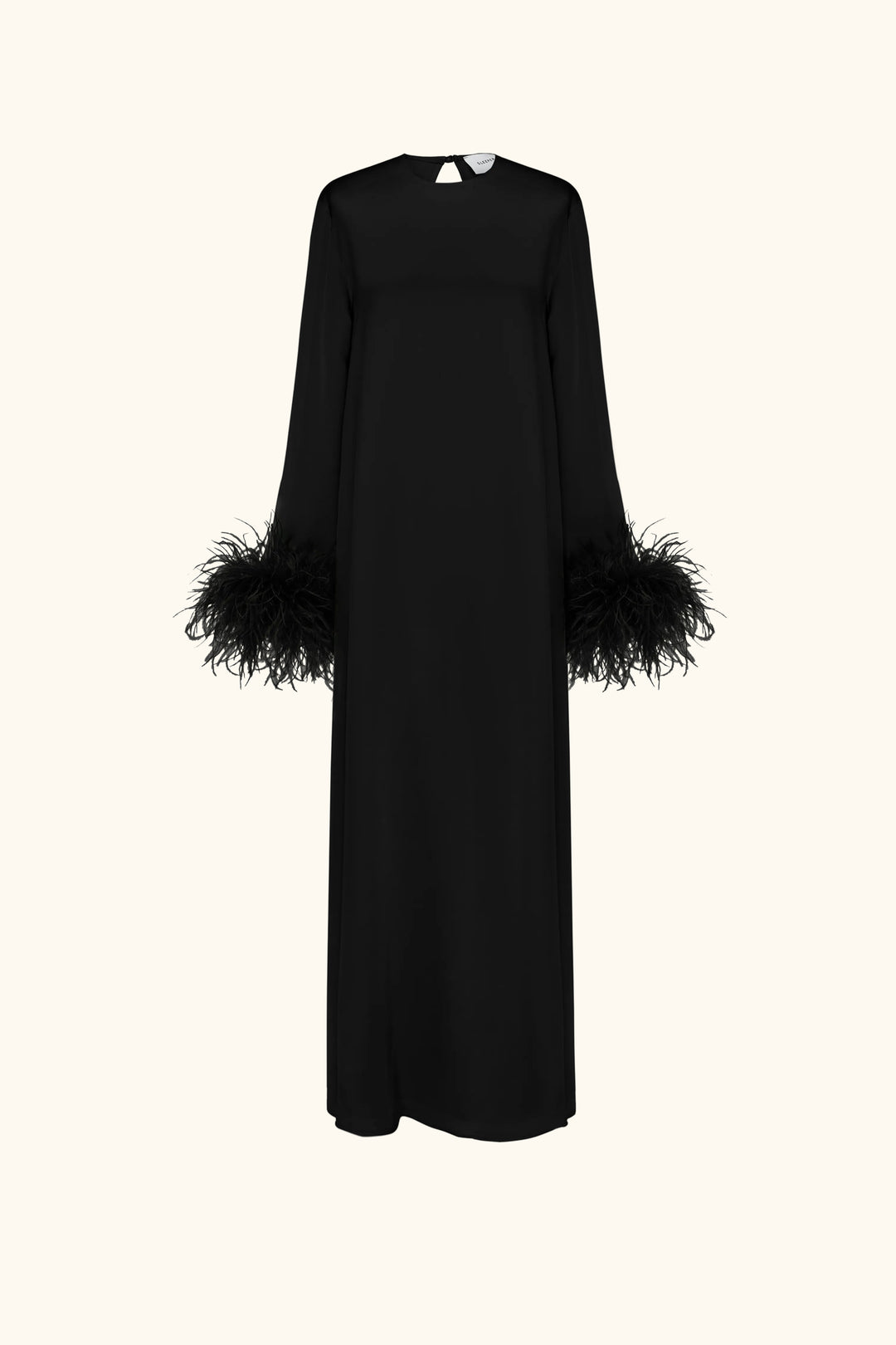 Suzi Maxi Dress with Detachable Feathers in Black