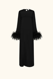 Suzi Maxi Dress with Detachable Feathers in Black