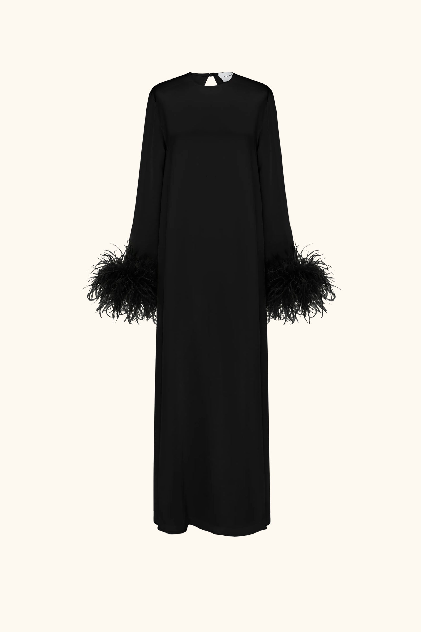 Suzi Maxi Dress with Detachable Feathers in Black