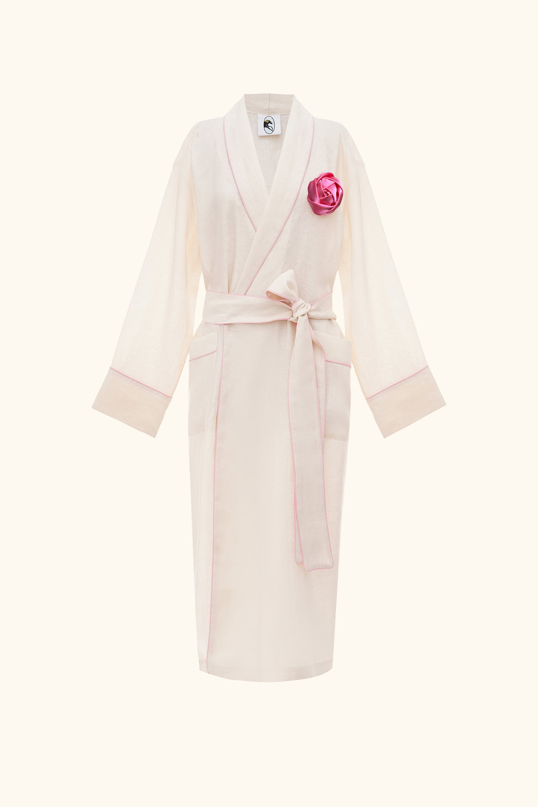 The Rose Linen Robe in Milk