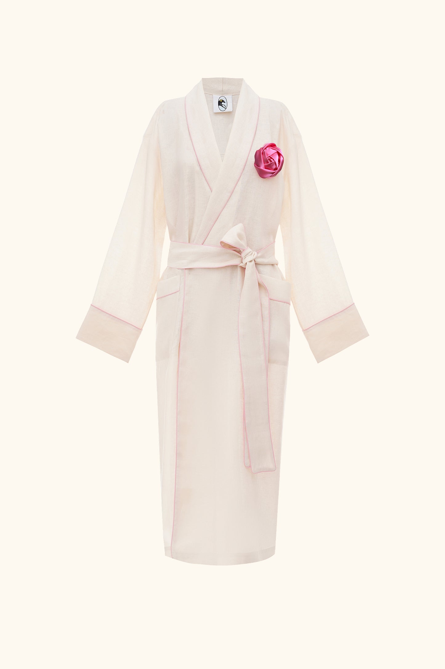 The Rose Linen Robe in Milk