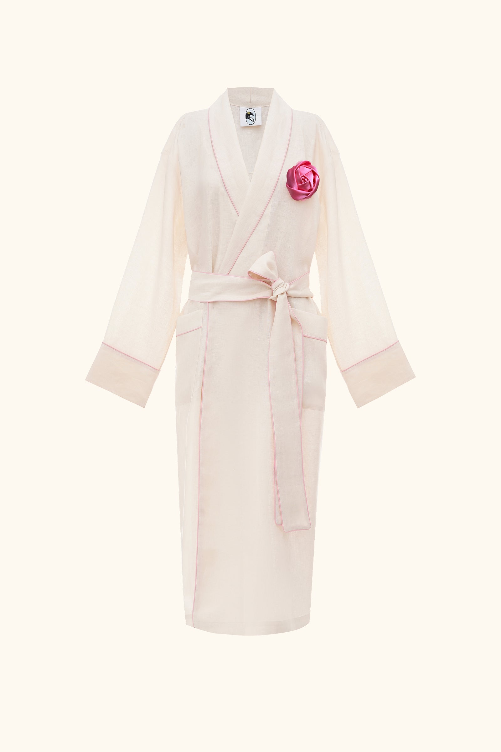 The Rose Linen Robe in Milk