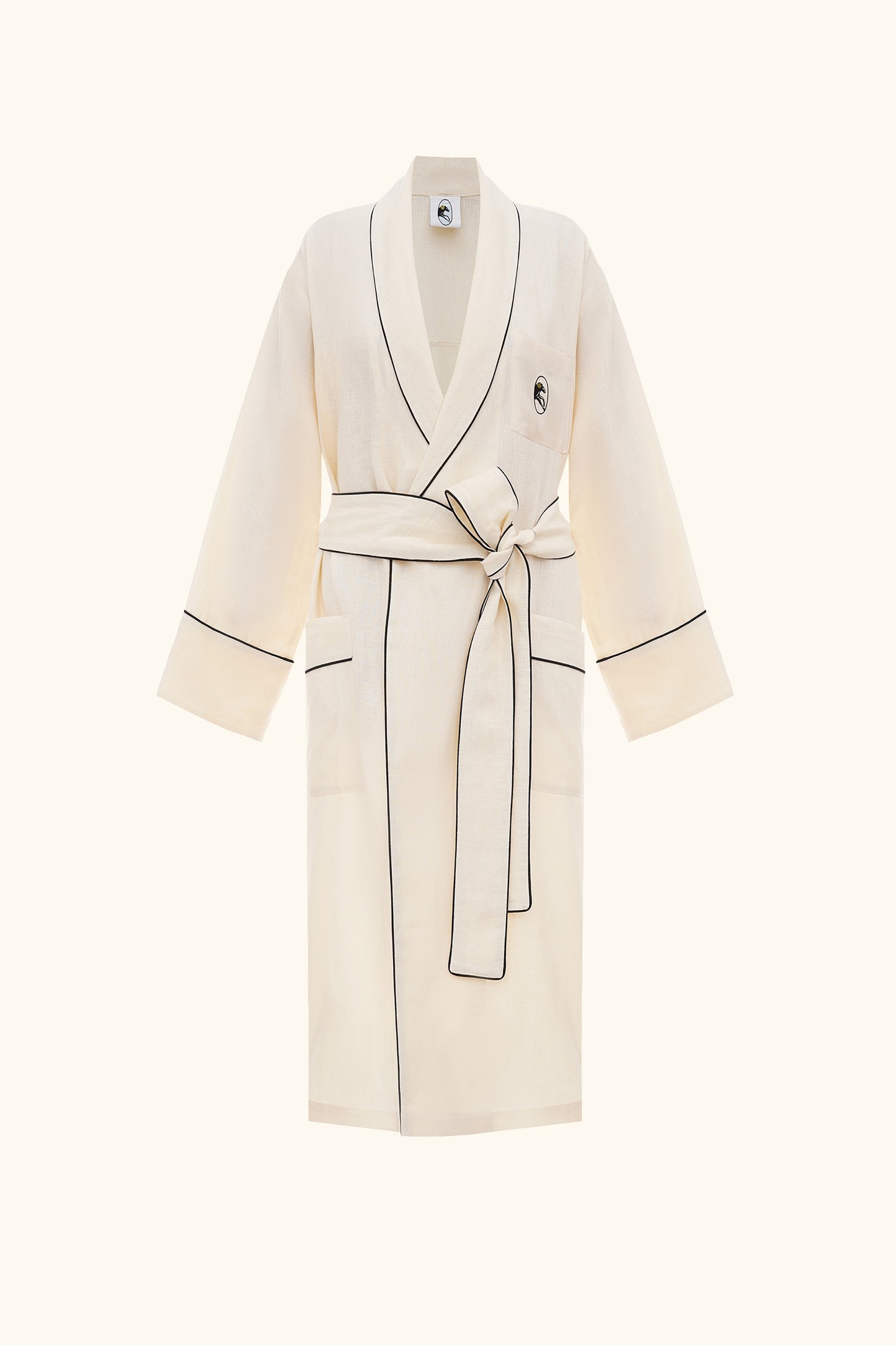 Paros Linen Unisex Robe in Milk