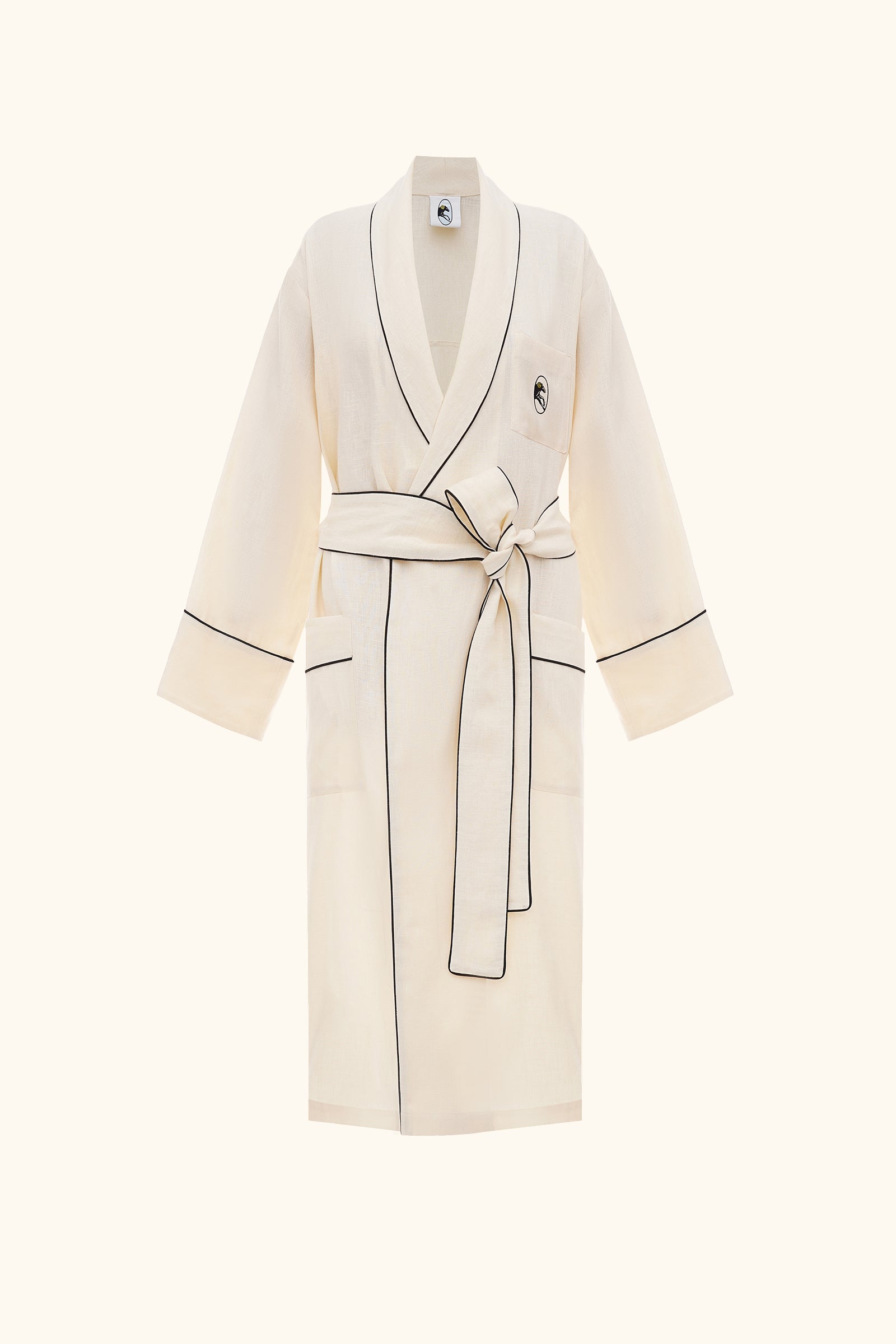 Paros Linen Unisex Robe in Milk