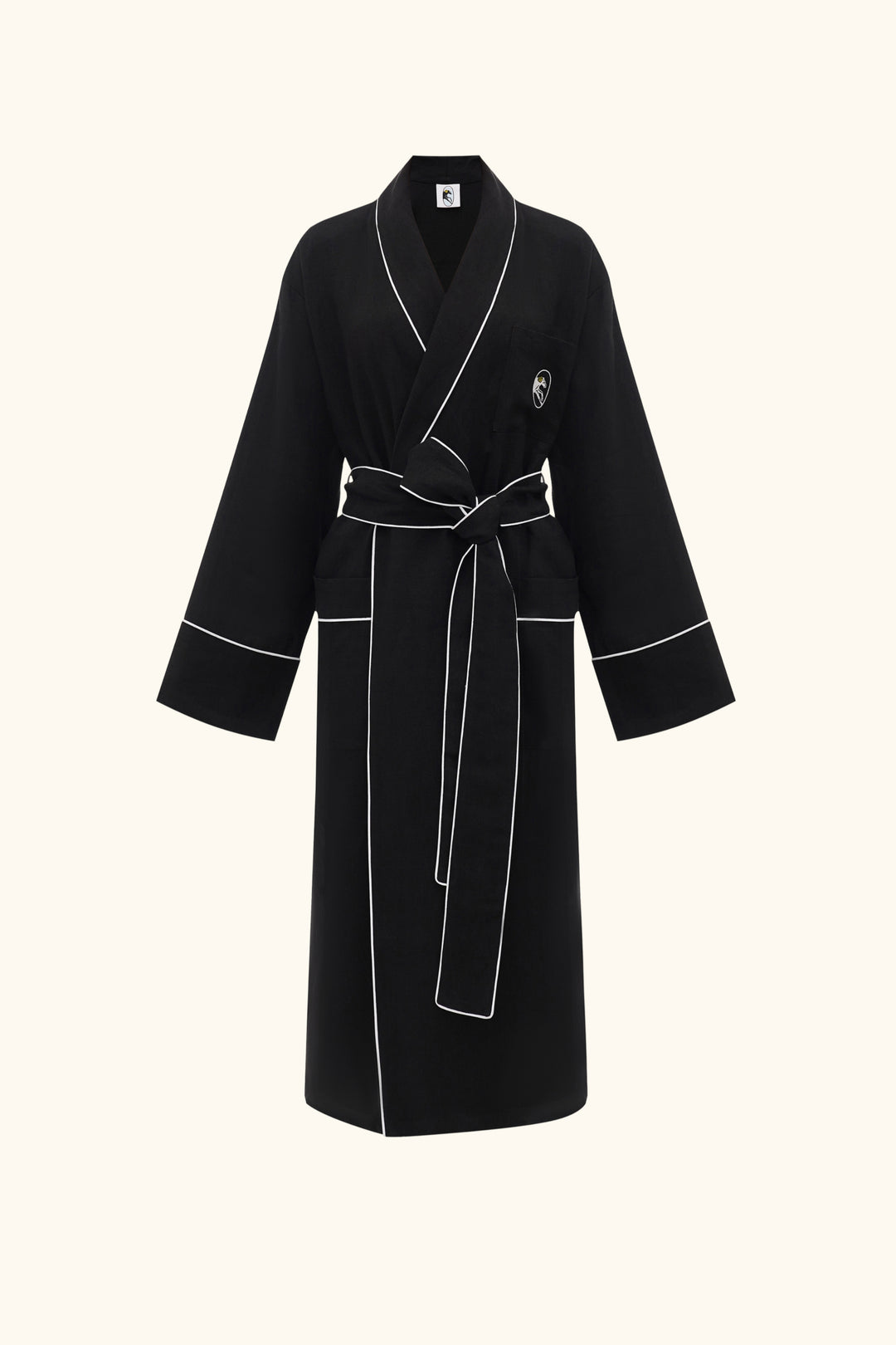 Paros Linen Unisex Robe in Black Paros Linen Unisex Robe in Black