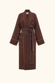 Paros Linen Unisex Robe in Brown