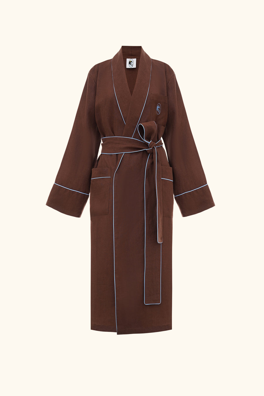 Paros Linen Unisex Robe in Brown