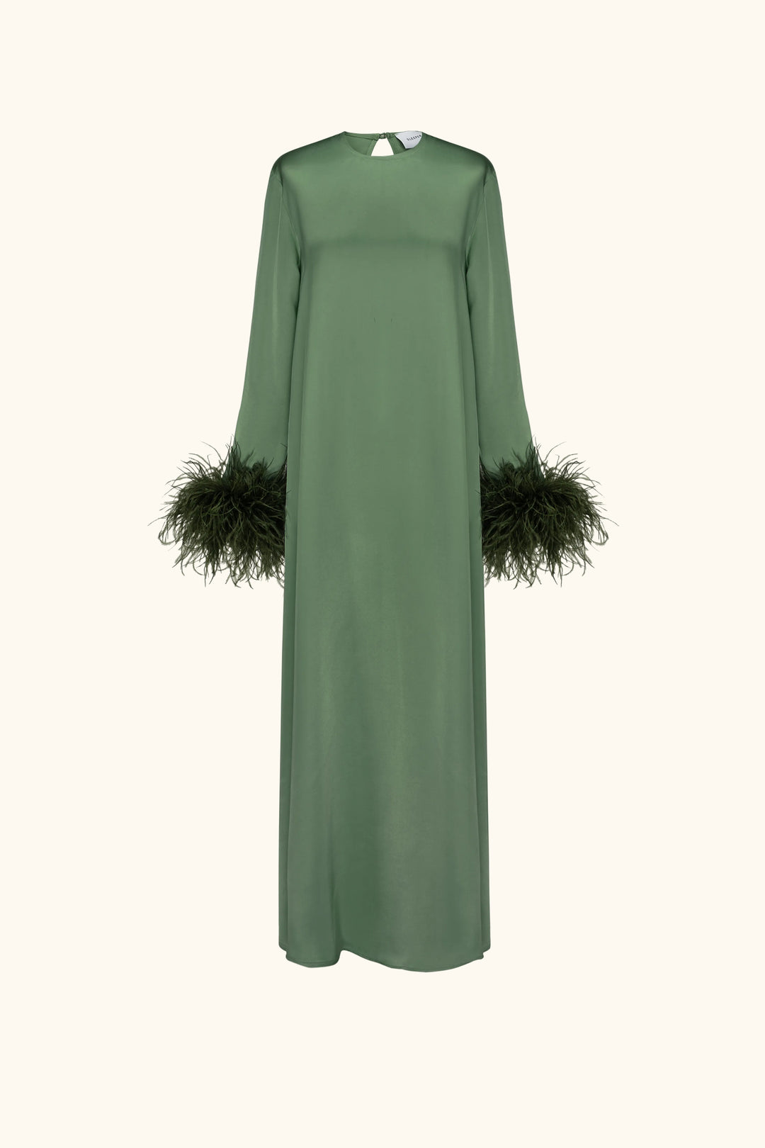 Suzi Maxi Dress with Detachable Feathers in Green
