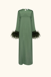 Suzi Maxi Dress with Detachable Feathers in Green