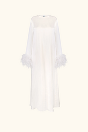 Suzi Maxi Dress With Detachable Feathers in White