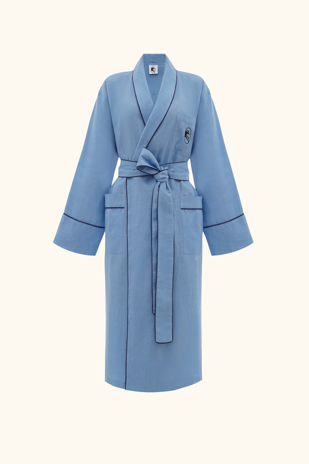 Paros Linen Unisex Robe in Blue