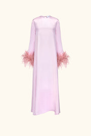 Suzi Maxi Dress with Detachable Feathers in Pink