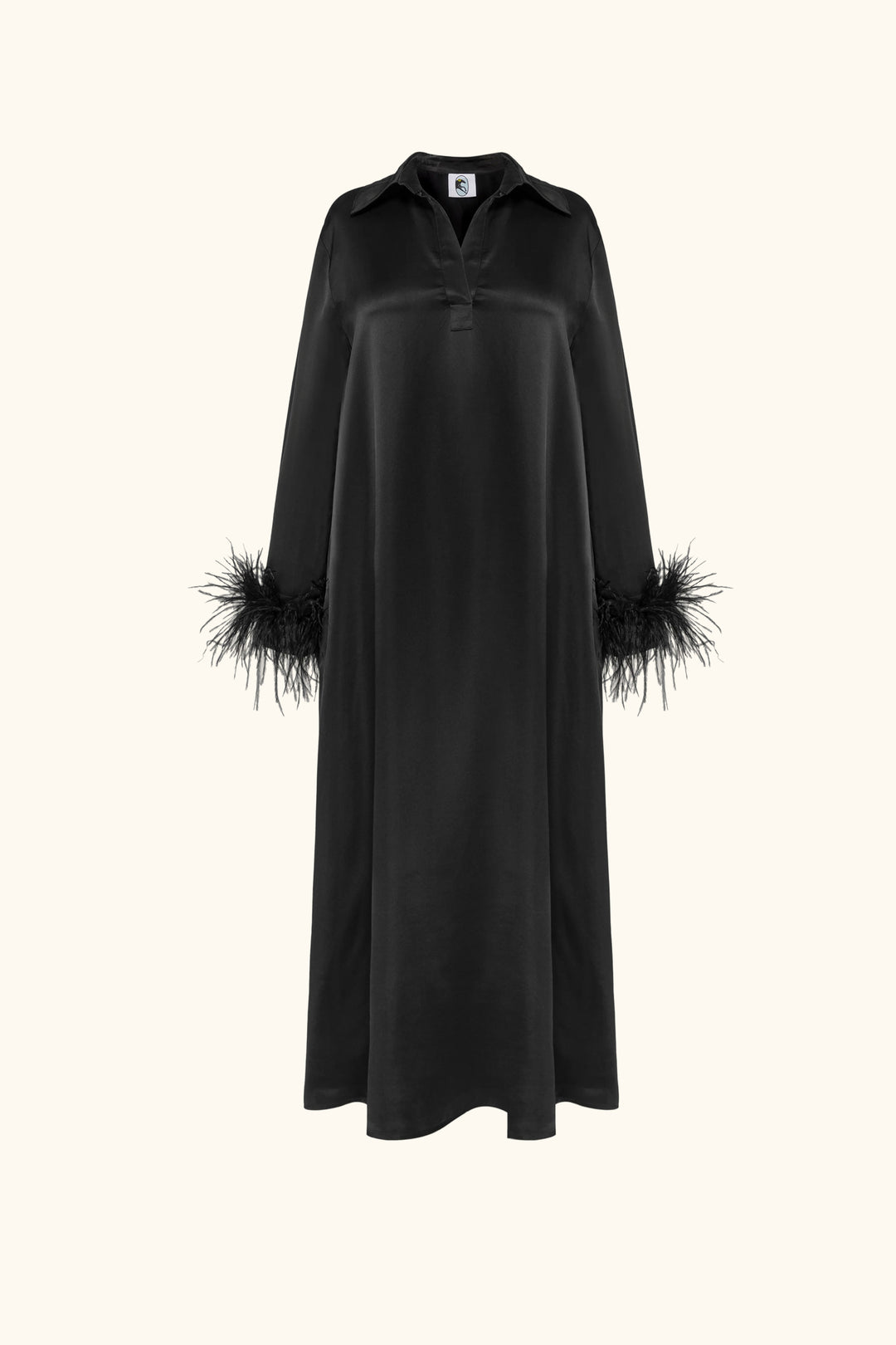 Luna Maxi Dress with Detachable Feathers in Black