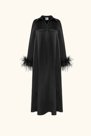 Luna Maxi Dress with Detachable Feathers in Black