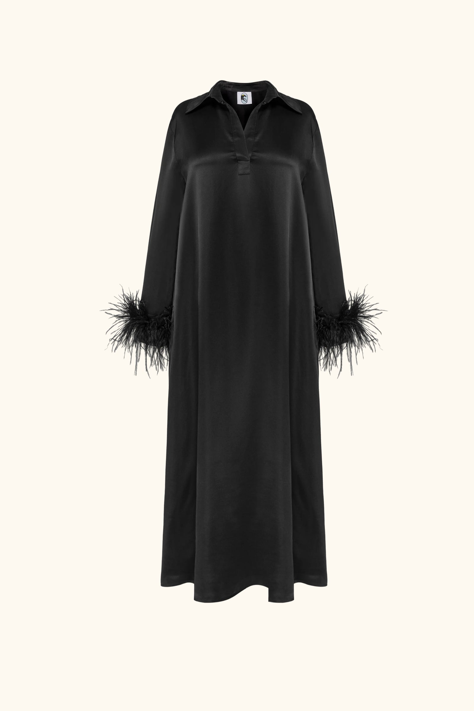 Luna Maxi Dress with Detachable Feathers in Black