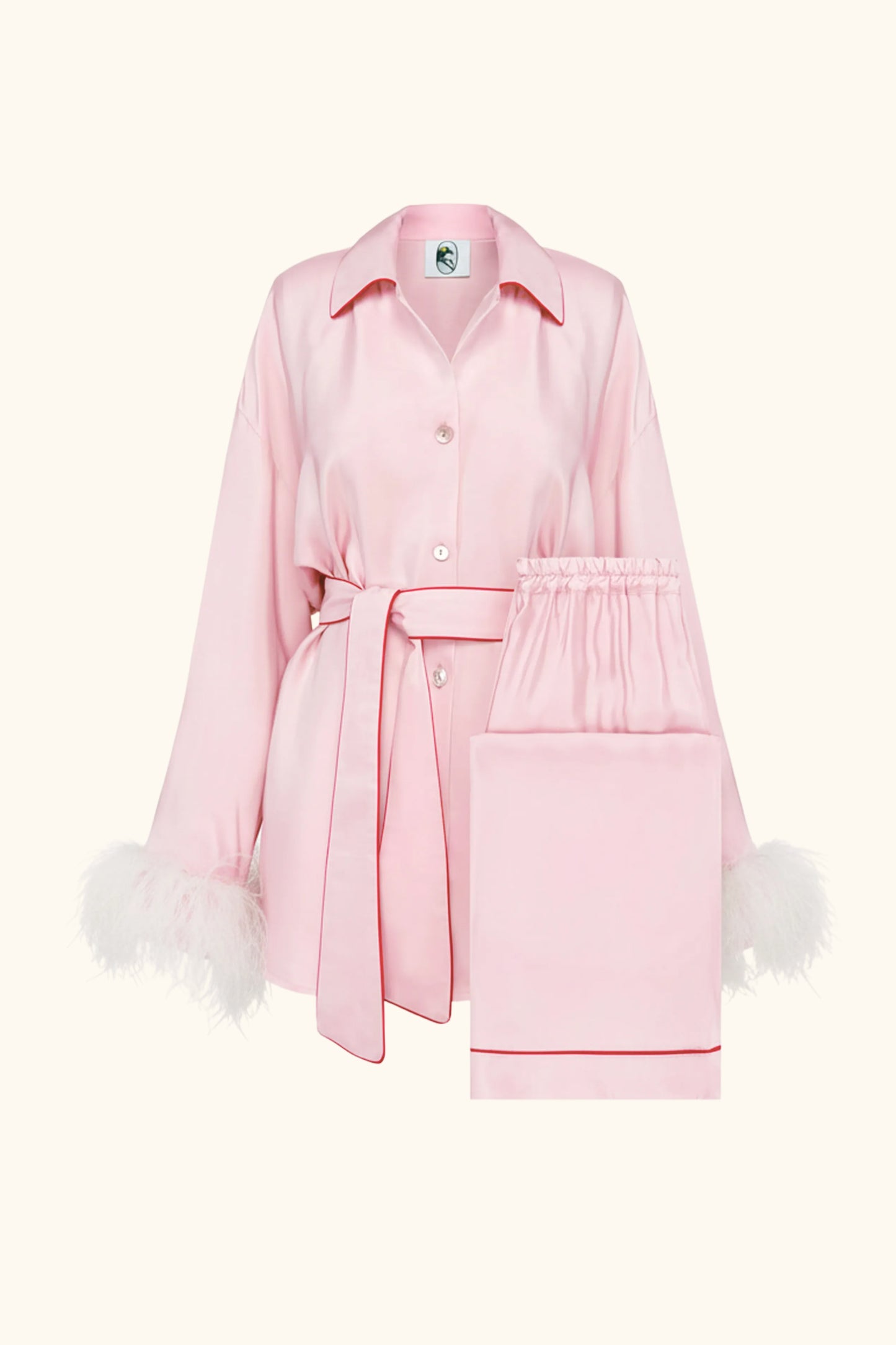 Miss Cat Belted Set with Detachable Feathers in Pink