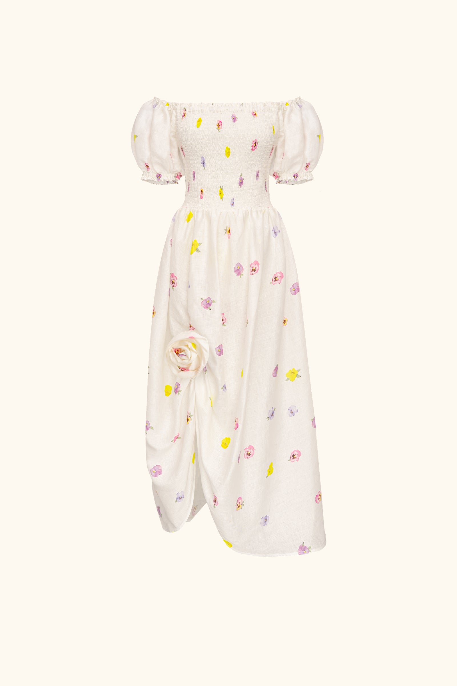 Belle Floral-Appliqué Midi Dress