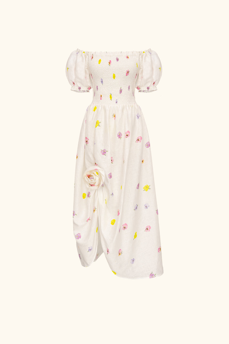 Belle Floral-Appliqué Midi Dress