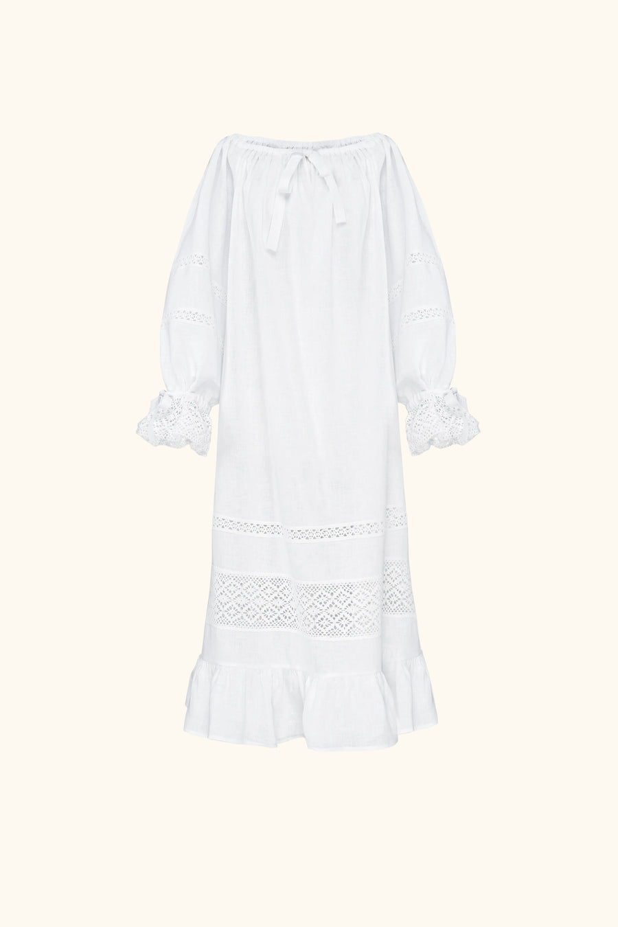 knee length dresses for ladies Blue Linen Blend Lace Midi Dress – Mint Velvet main image 1