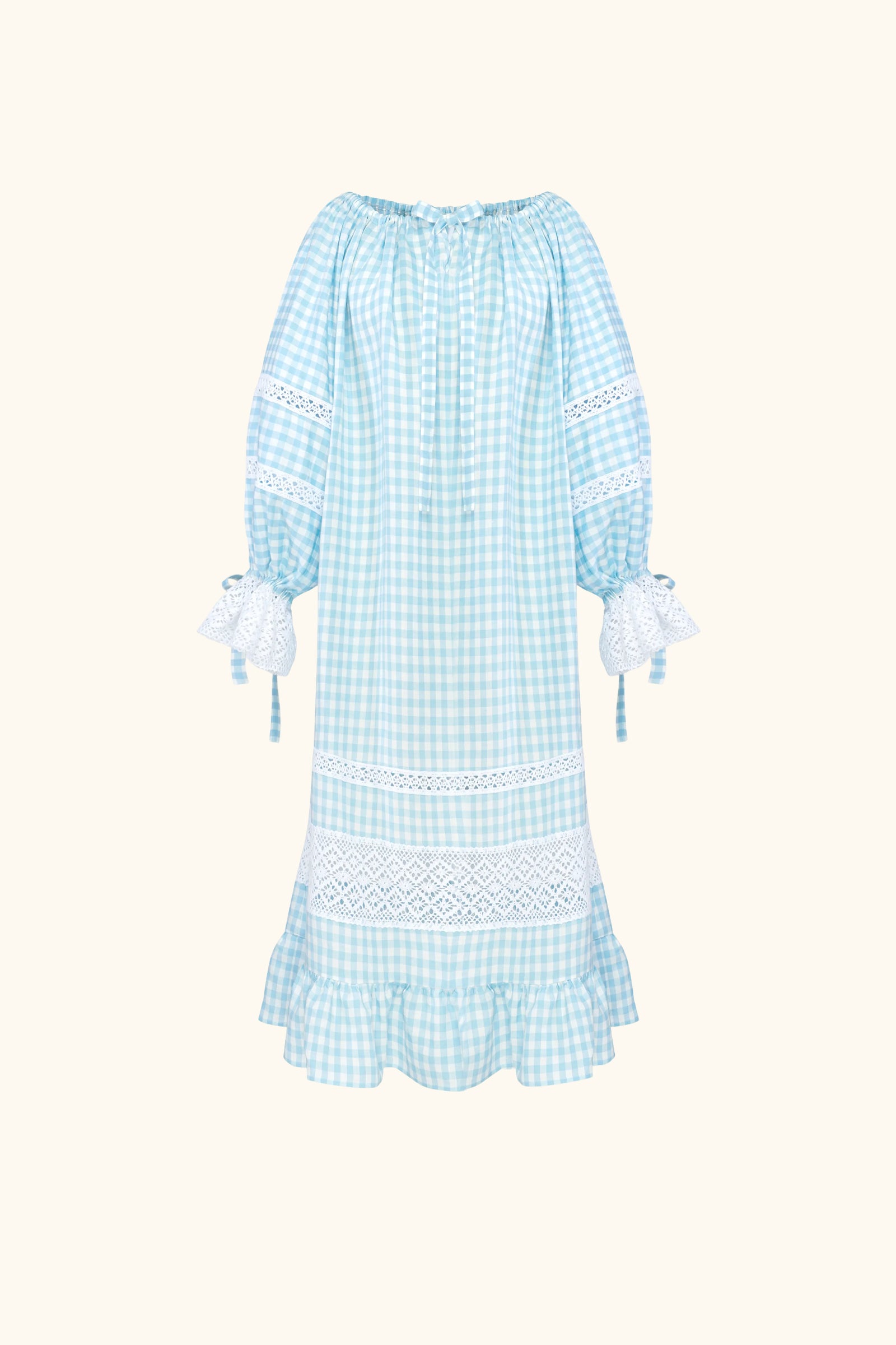 Romantica Lounge Dress in Blue Vichy – Sleeper