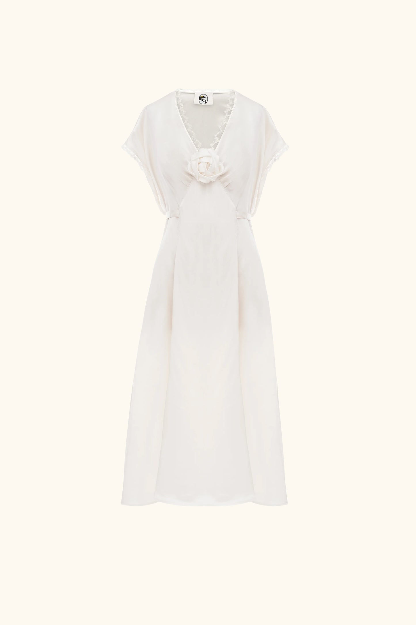 The Genus Rosa Satin Dress in Milk
