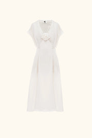 The Genus Rosa Satin Dress in Milk