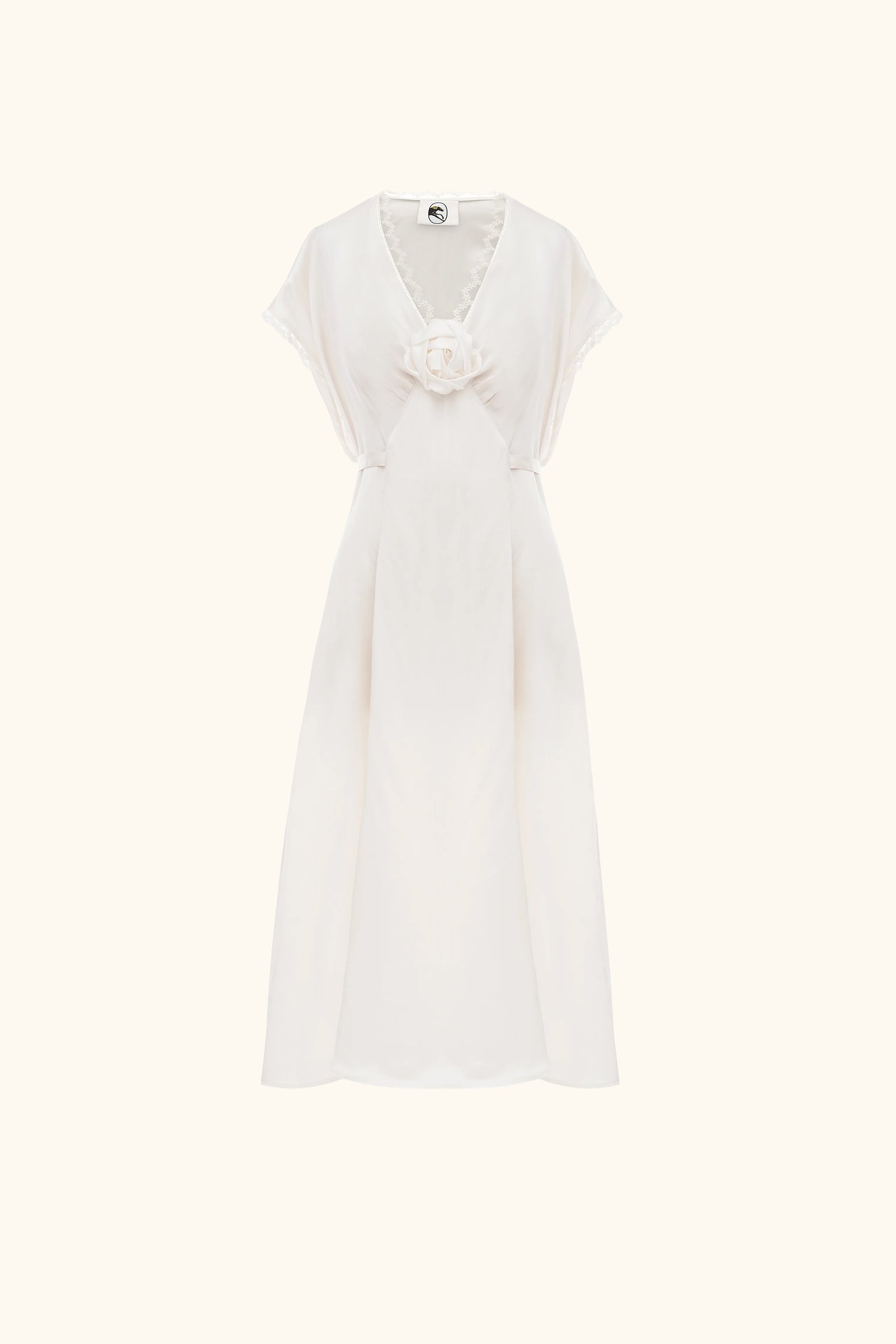 The Genus Rosa Satin Dress in Milk