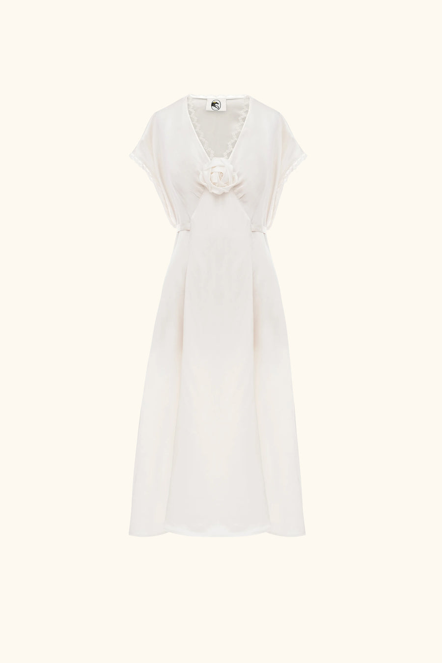 The Genus Rosa Satin Dress in Milk
