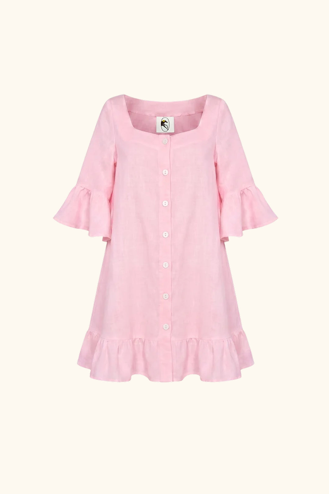 Marseille Linen Mini Dress with headscarf in Pink