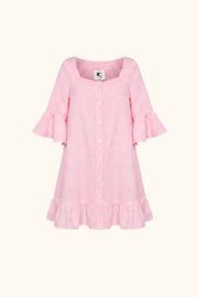 Marseille Linen Mini Dress with headscarf in Pink