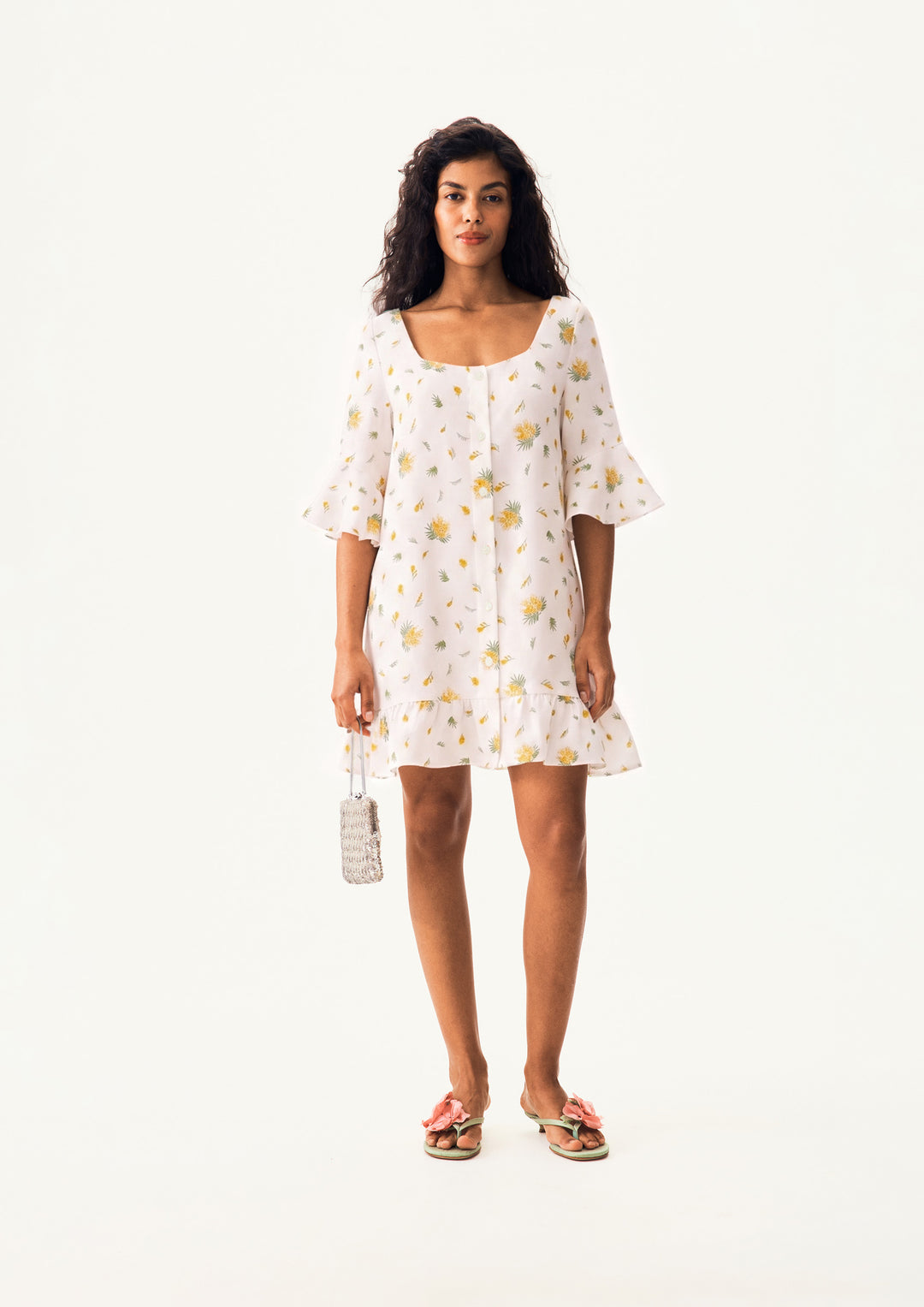 Marseille Linen Mini Dress with headscarf in Mimosa