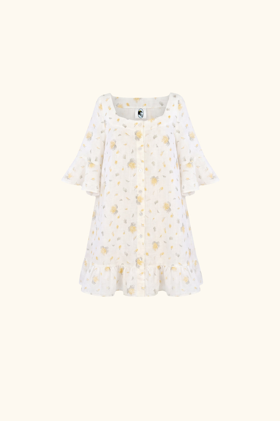 Marseille Linen Mini Dress with headscarf in Mimosa – Sleeper