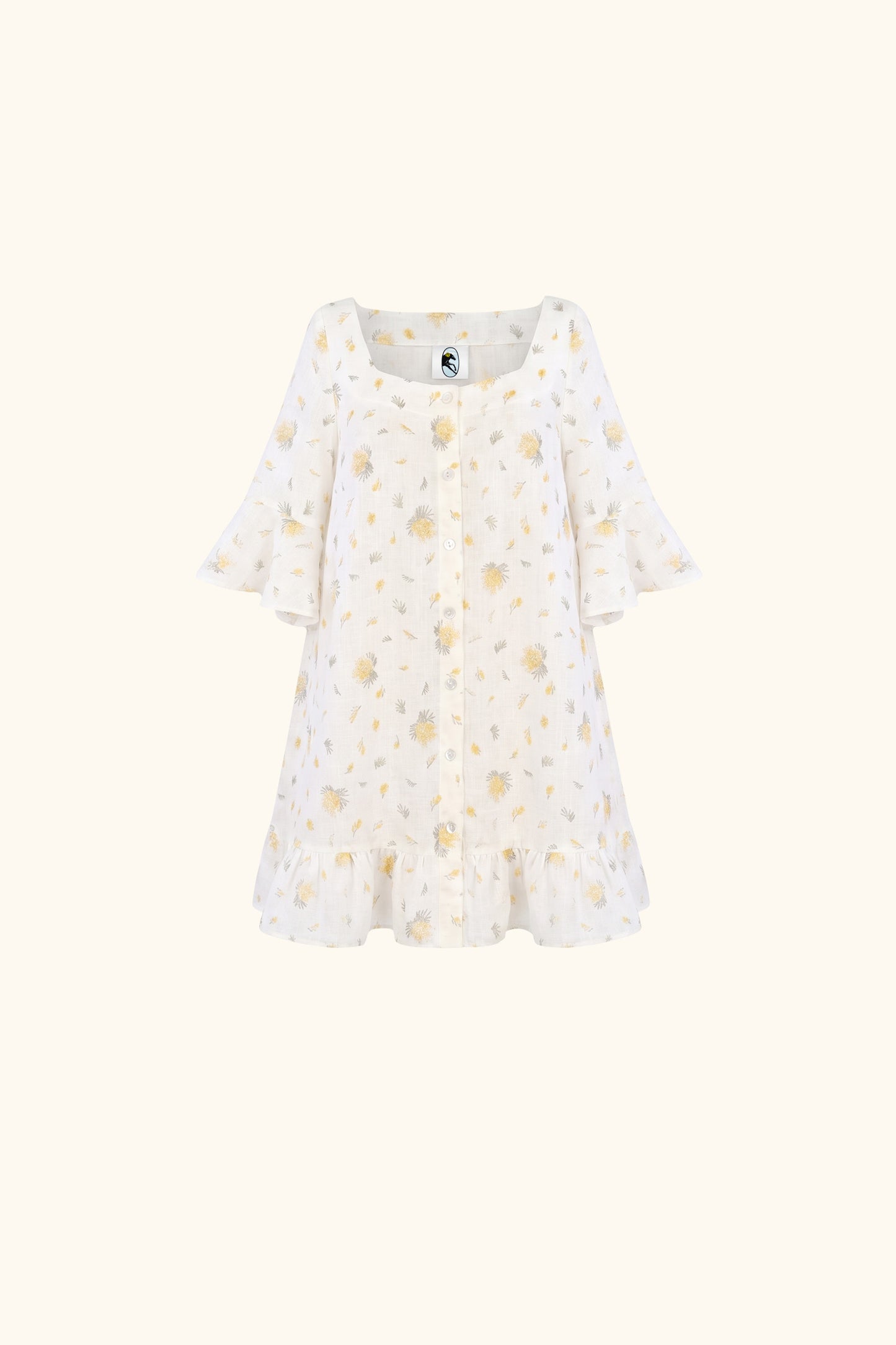 Marseille Linen Mini Dress with headscarf in Mimosa
